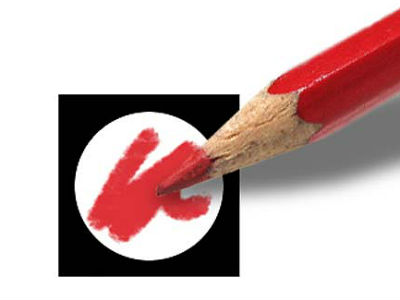 rood potlood met stemvakje